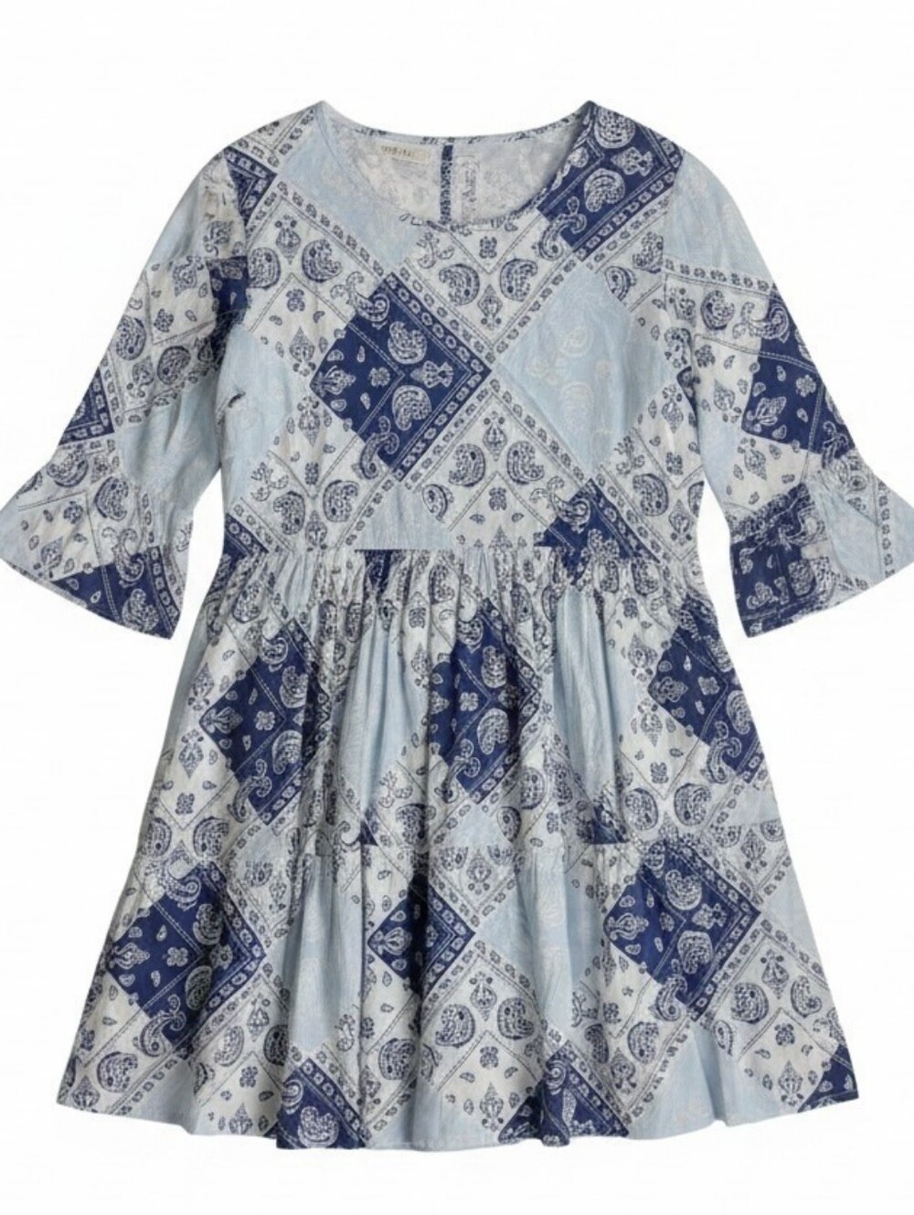 WRANGLER | Bandana Print Tiered Babydoll Bell Sleeve Western Boho Top | XL